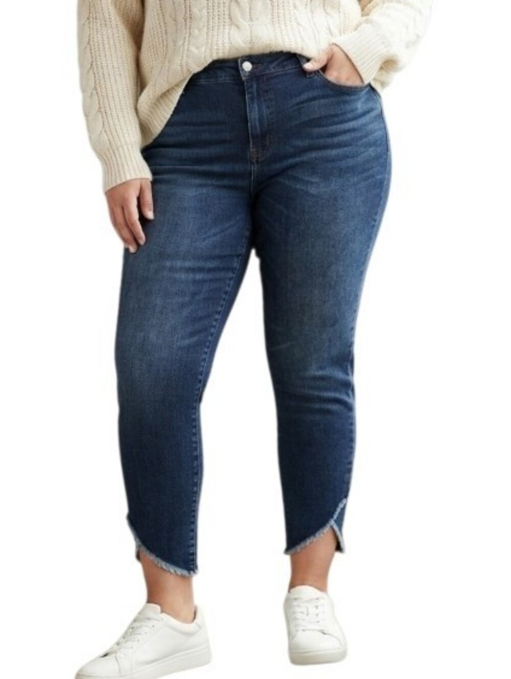 Dear John Dark Wash Distressed Tulip Hem Jeans